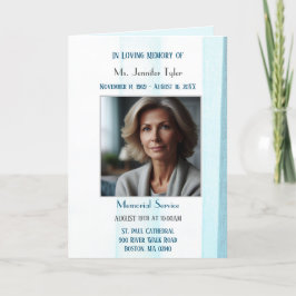 Eleganter Blue Fabric Obituary Bereavement Service Programm