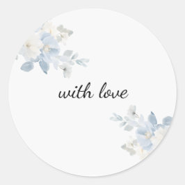 Eleganter Blue Floral Custom Round Aufkleber | umh