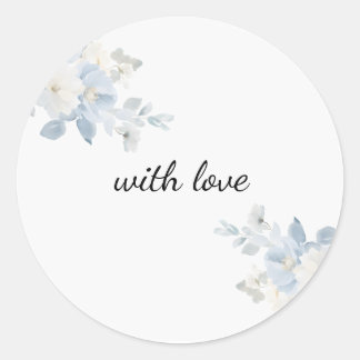 Eleganter Blue Floral Custom Round Aufkleber | umh
