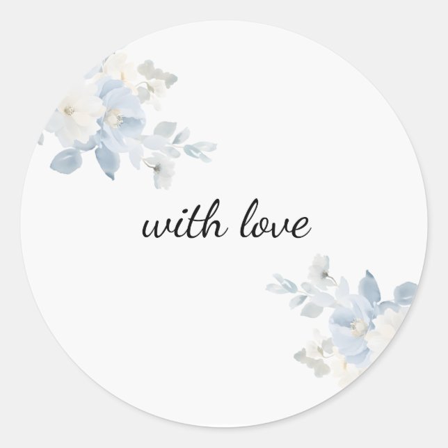 Eleganter Blue Floral Custom Round Aufkleber | umh (Vorderseite)