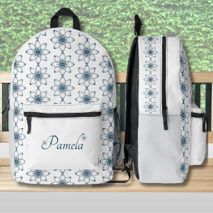 Eleganter Blue Floral Design-Rucksack Bedruckter Rucksack