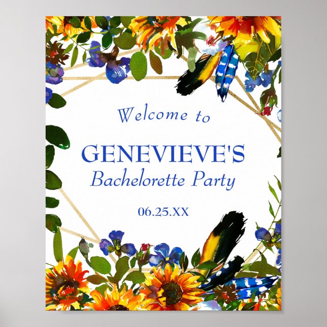 Eleganter Blue Floral Junggeselinnen-Abschied Will Poster (Vorne)