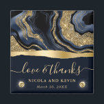 Eleganter Blue Foil und Gold Glitzer Agate Wedding Magnet<br><div class="desc">Elegante, lebhafte, blaue Folie und goldblauer Glitzer, flüssiger Ager mit Diamanten</div>