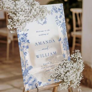 Eleganter Blue French Garden Floral Wedding Willko Acrylschild