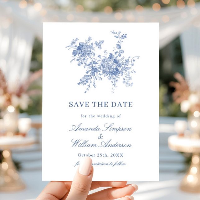 Eleganter Blue French Garden Save The Date (Von Creator hochgeladen)