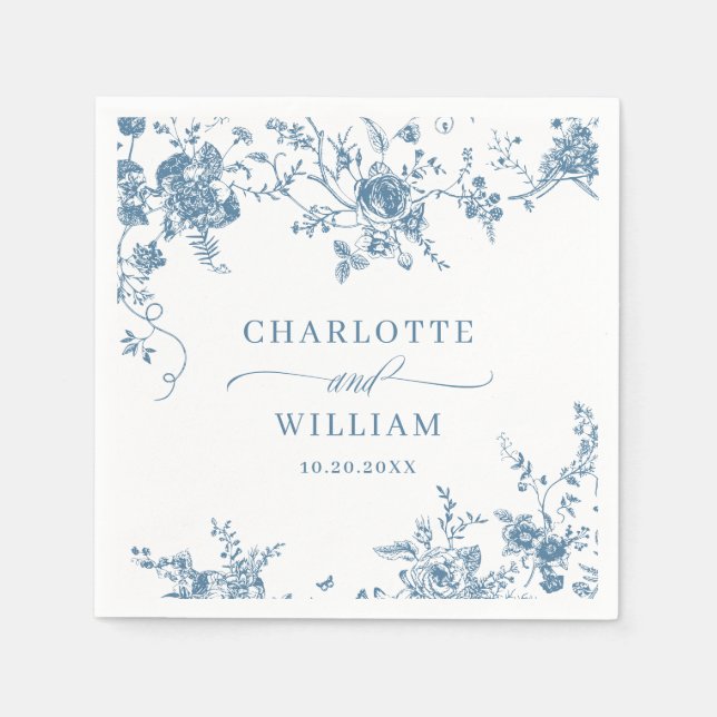 Eleganter Blue French Garden Serviette (Vorderseite)