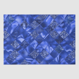 Eleganter Blue Glitzer Diamond Lattice Muster Seidenpapier