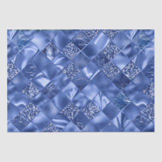 Eleganter Blue Glitzer Diamond Lattice Muster Seidenpapier