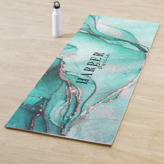 Eleganter Blue Glitzer Individuelle Name Yoga Mat Yogamatte