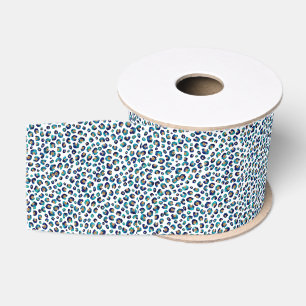 Eleganter Blue Gold Glitzer Leopard Animal Print Ripsband
