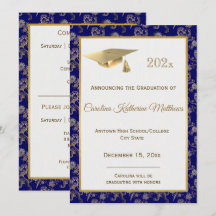Eleganter Blue Gold Lion Floral Abschluss