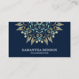 Eleganter Blue & Gold Lotus Yoga Instructor Visitenkarte