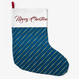 Eleganter Blue Gold Streifen Weihnachten Strumpf Großer Weihnachtsstrumpf