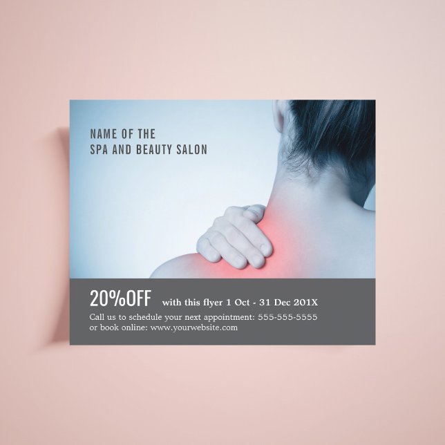 Eleganter Blue Gray Foto Massage Therapist Flyer (Von Creator hochgeladen)