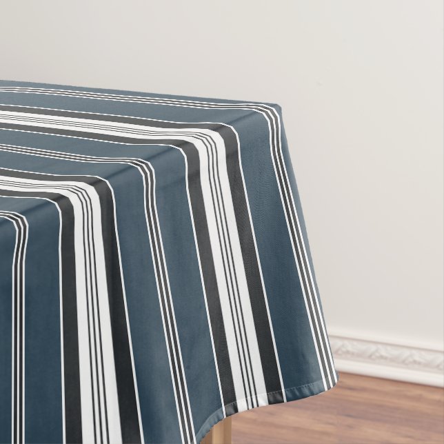 Eleganter Blue Gray French Ticking Stripe Tischdecke (Beispiel)