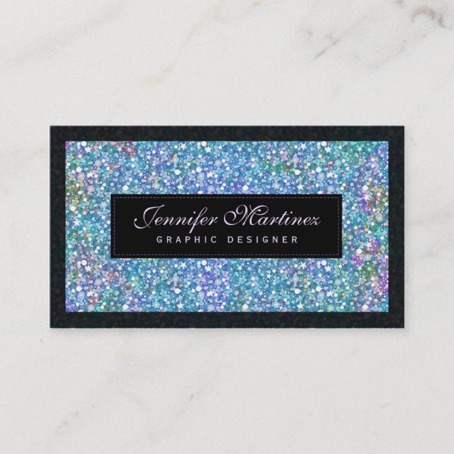 Eleganter Blue-Green Glitzer & Glitzern Visitenkarte (Vorderseite)