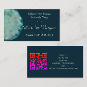 Eleganter Blue Green Watercolor Makeup Artist Visitenkarte