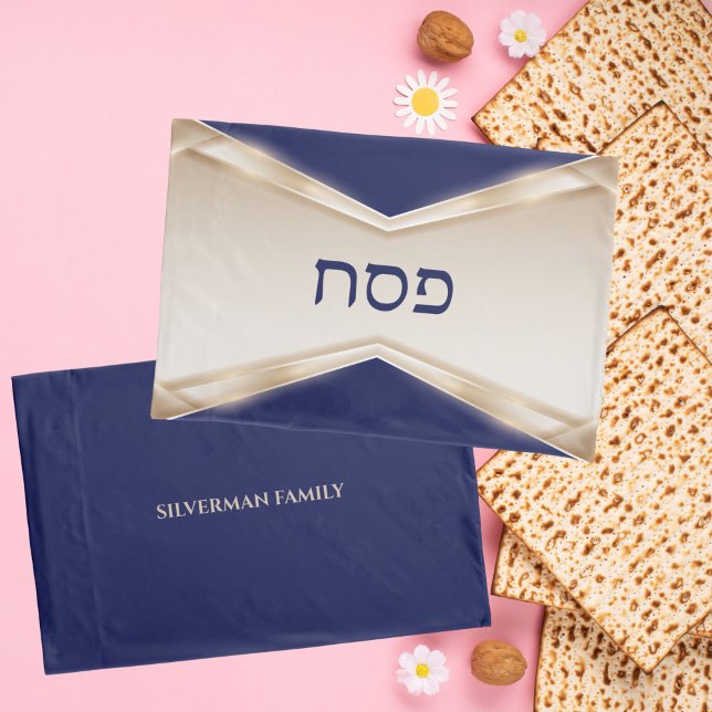 Eleganter Blue Hebrew Pesach Custom Passover Kissenbezug (Von Creator hochgeladen)