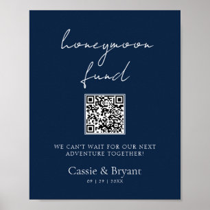 Eleganter Blue Honeymoon Fund Wedding Sign Poster