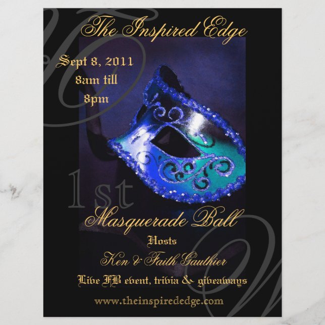 Eleganter Blue Masquerade Ball Party Event Flyer (Vorne)