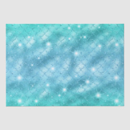 Eleganter Blue Mermaid Scales Metallic Glitzer Seidenpapier