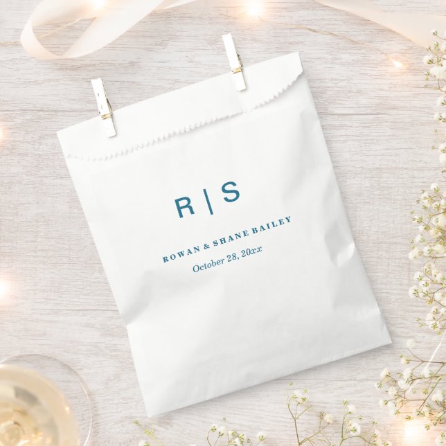 Eleganter Blue Monogram Gastgeschenk Hochzeit Bag Geschenktütchen (Ausgeschnitten)