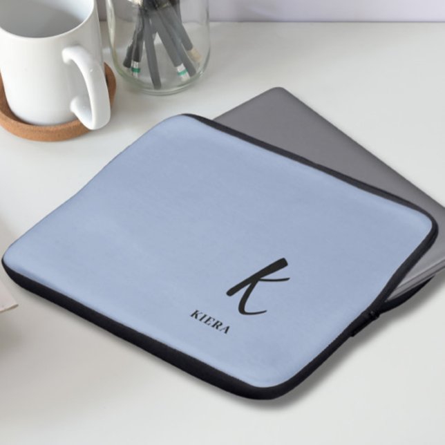 Eleganter Blue Monogram Laptop Sleeve (Von Creator hochgeladen)