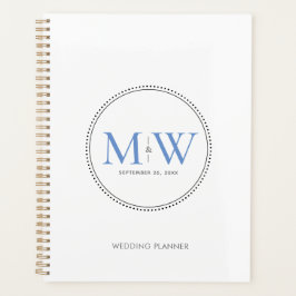Eleganter Blue Monogram Wedding Planner Planer