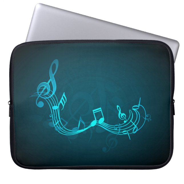 Eleganter Blue Musiknotens Texture Notebook-Sieb Laptopschutzhülle (Vorderseite)