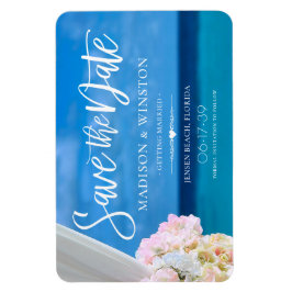 Eleganter Blue Ocean Beach Save the Date Magn Magnet