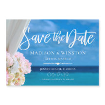 Eleganter Blue Ocean Beach Summer Save the Date