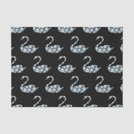 Eleganter Blue Pearl Swan auf schwarzem Hintergrun Seidenpapier