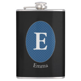 Eleganter Blue Personalisiert Monogram Flask Flachmann