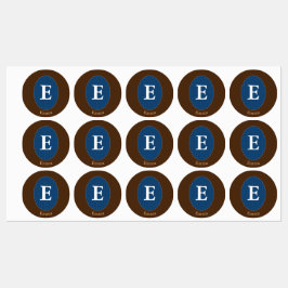Eleganter Blue Personalisiert Monogram Square Stic Etiketten