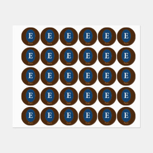 Eleganter Blue Personalisiert Monogram Square Stic Etiketten