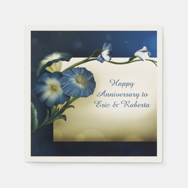 Eleganter Blue Petunias Besondere Anlass Personali Serviette (Vorderseite)