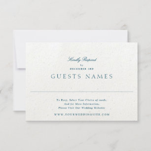 Eleganter Blue Romantic Classic QR CODE Wedding RSVP Karte