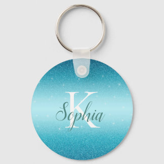 Eleganter Blue Sparkle Glitzer Button Schlüsselanh Schlüsselanhänger