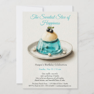 Eleganter Blue Watercolor Cake zum Geburtstag Einl Einladung