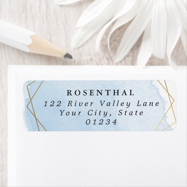 Eleganter Blue Watercolor Splash Gold Frame (Insitu)