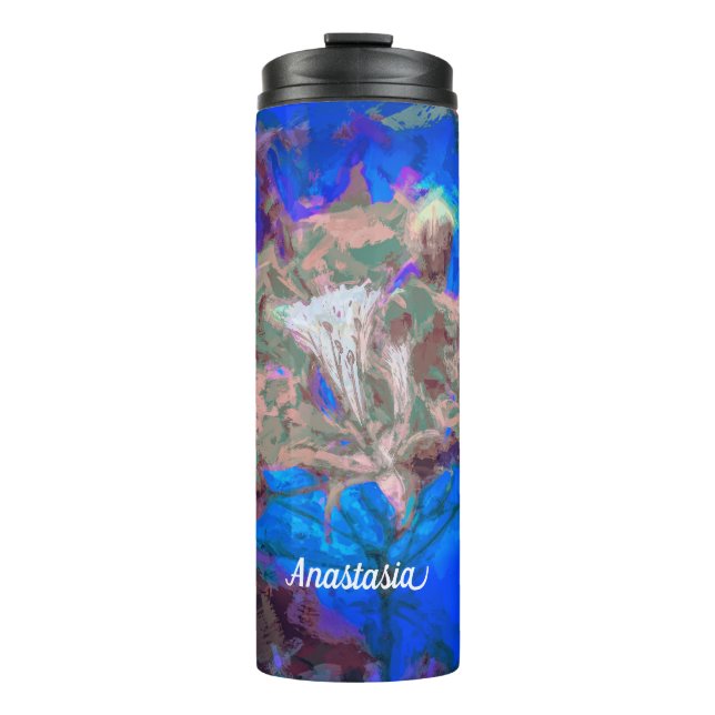 Eleganter Blue Watercolor  Thermosbecher (Vorderseite)