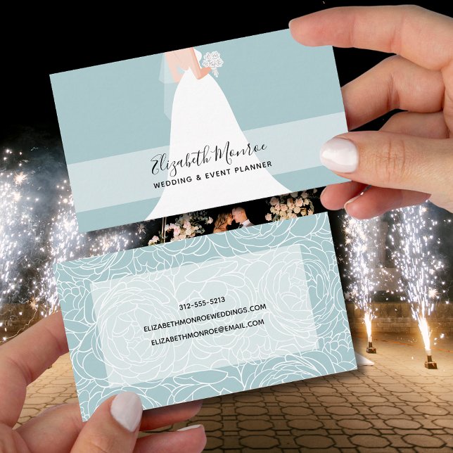 Eleganter Blue Wedding Event Planner Visitenkarte (Von Creator hochgeladen)
