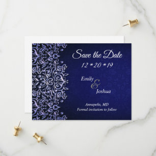 Eleganter Blue & White Damask   Hochzeit Save The Date