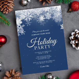 Eleganter Blue White Snowflake Corporate Holiday Einladung