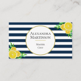 Eleganter Blue White Stripes Koch Visitenkarte