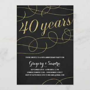 Eleganter Blüh   Imitate Gold Foil 40 Jahre Jubilä Einladung