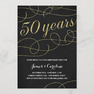 Eleganter Blüh   Imitate Gold Foil 50 Jahre alt Einladung