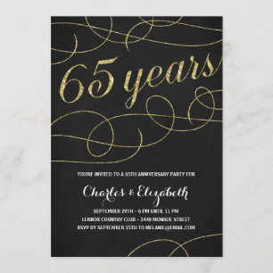 Eleganter Blüh   Imitate Gold Foil 65 Jahre Jubilä Einladung