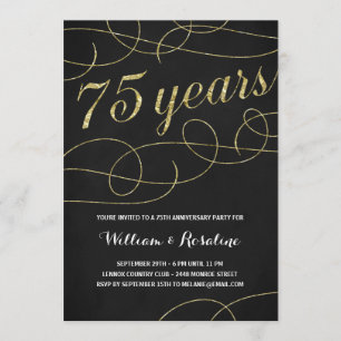 Eleganter Blüh Imitate Gold Foil 75 Jahre alt Einladung