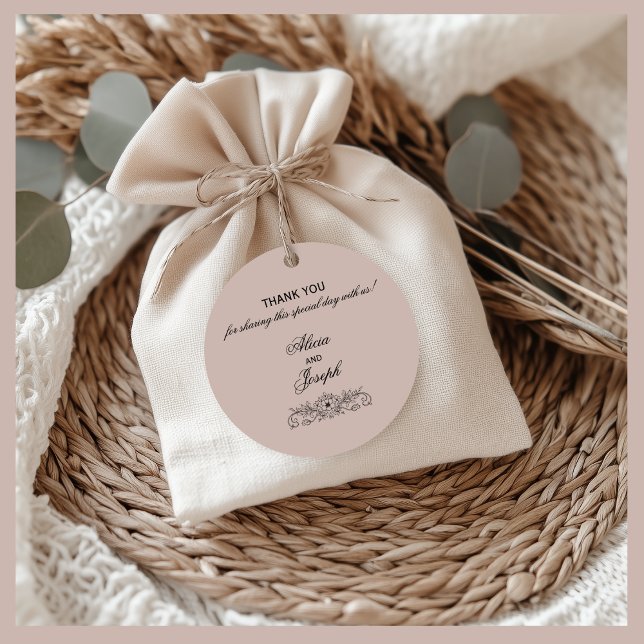 Eleganter Blüh Vielen Dank für Ihre Liebesmarken f Geschenkanhänger (Thank You Tags, Wedding Favor Tag)